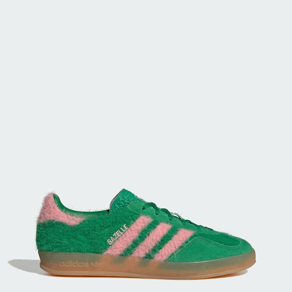 Adidas Women's Gazelle Indoor Size 7 Green Glow Pink Shoes JP8342 - Sneakers Low